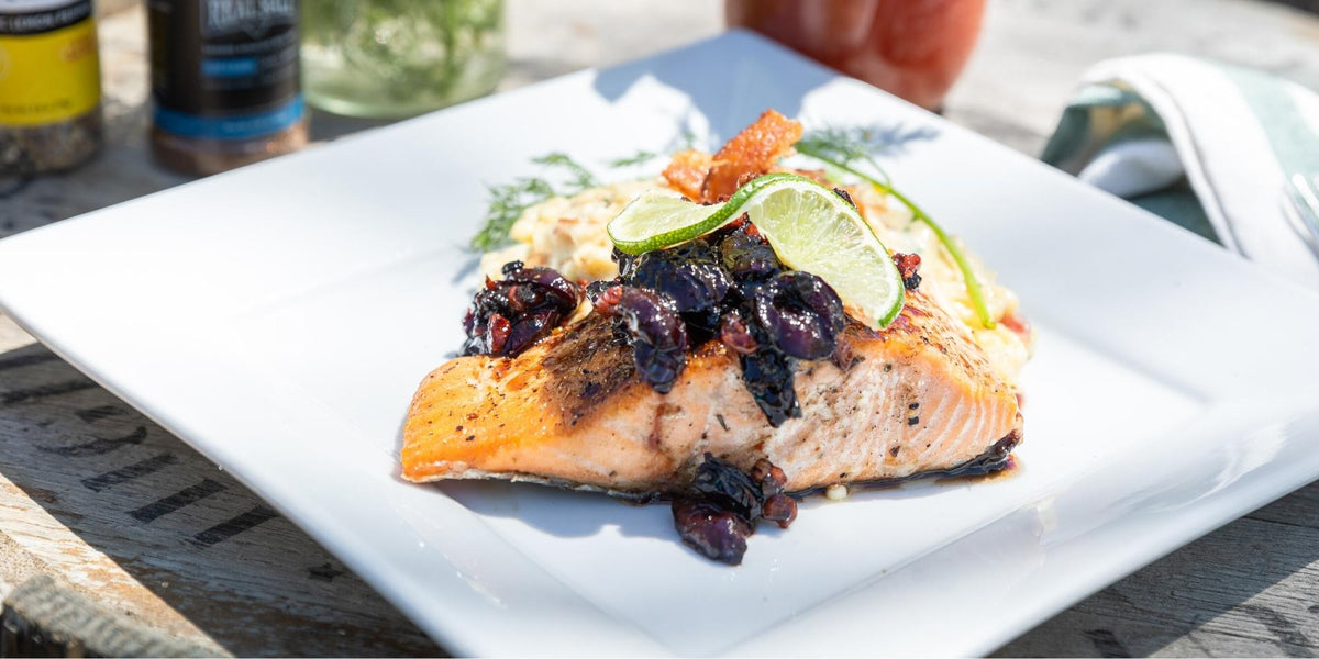 Maple Cherry Pecan Salmon with Redmond Real Salt Smoked Salt