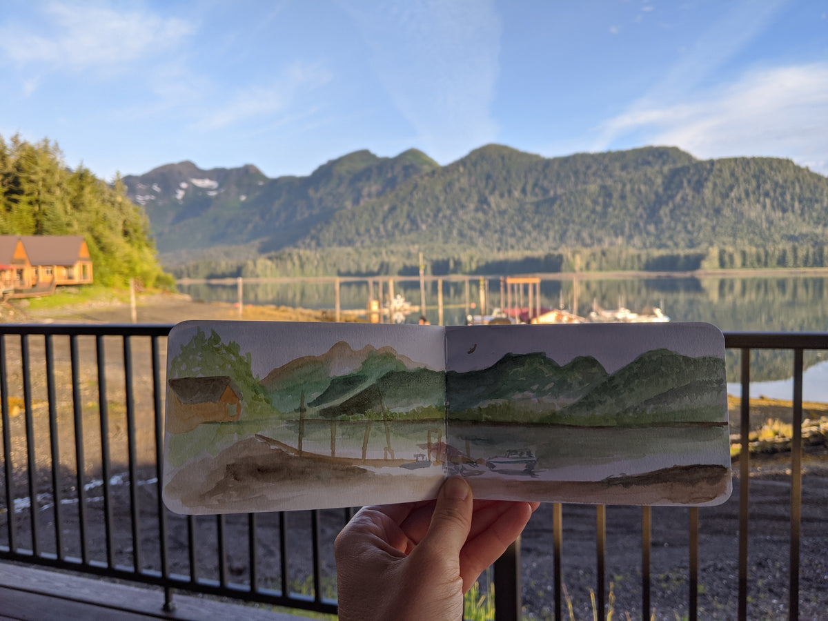 Drawing of Pybus - Pybus in the background 