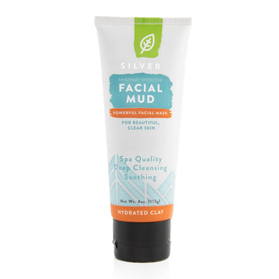 A white tube of Silver Facial Mud, a powerful facial mask for clear and beautiful skin. 
