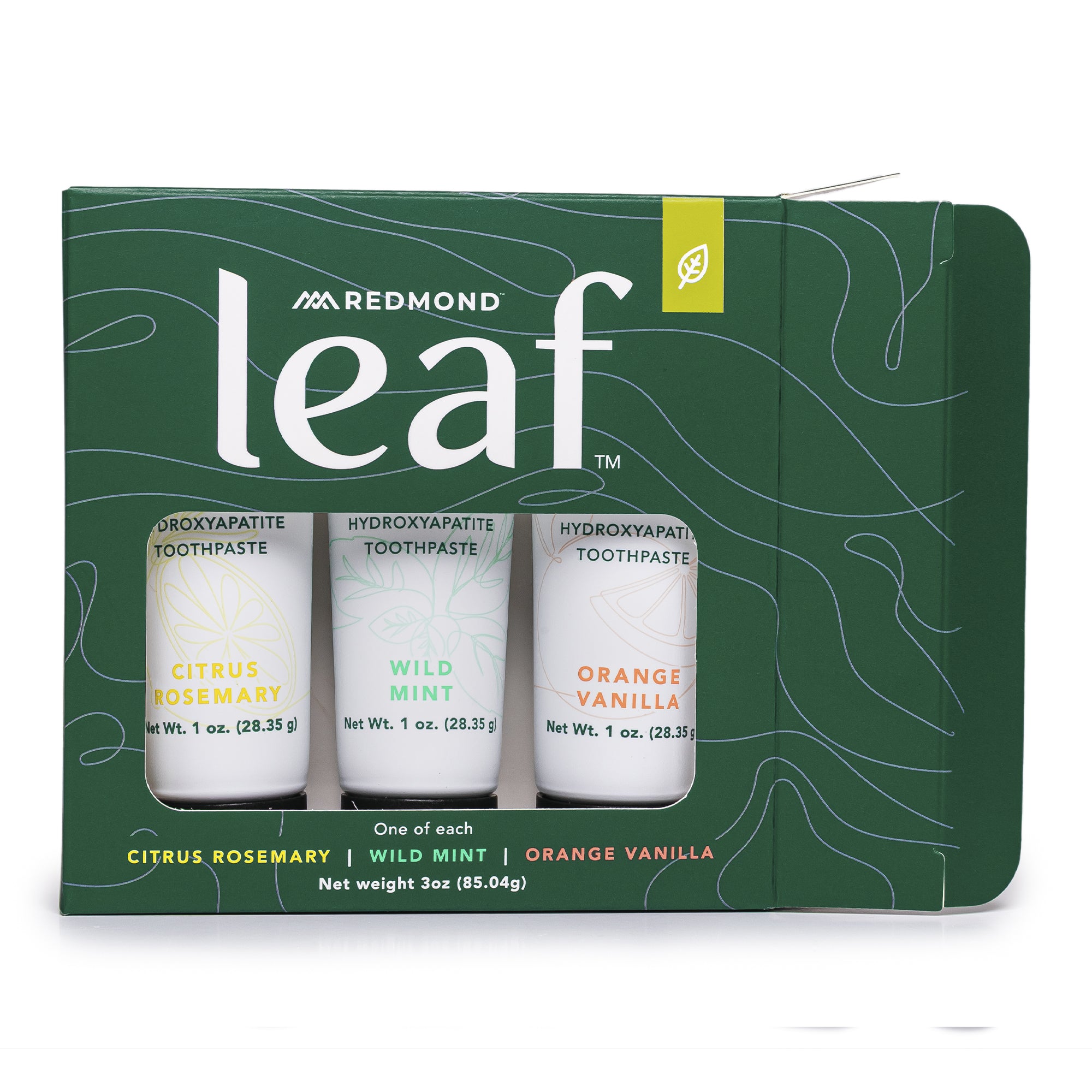 Leaf VARIETY PACK Toothpaste 1 oz Tube (3 ct, 1 of Each - WM, OV, CR)