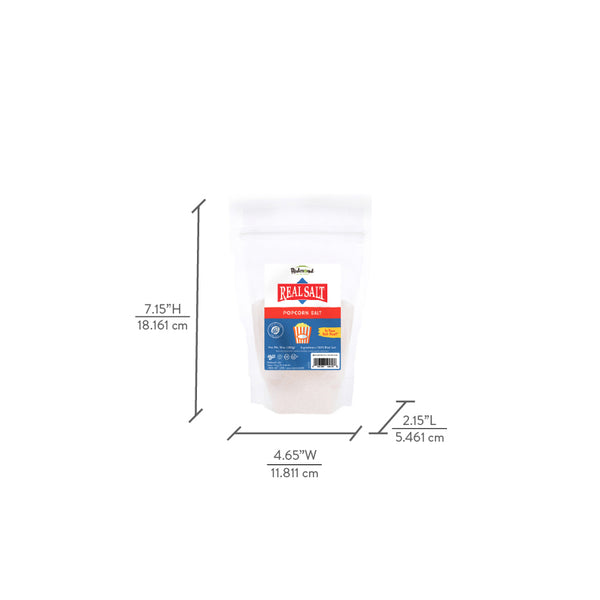 Redmond Real Salt Popcorn Salt in a resealable bag. 
